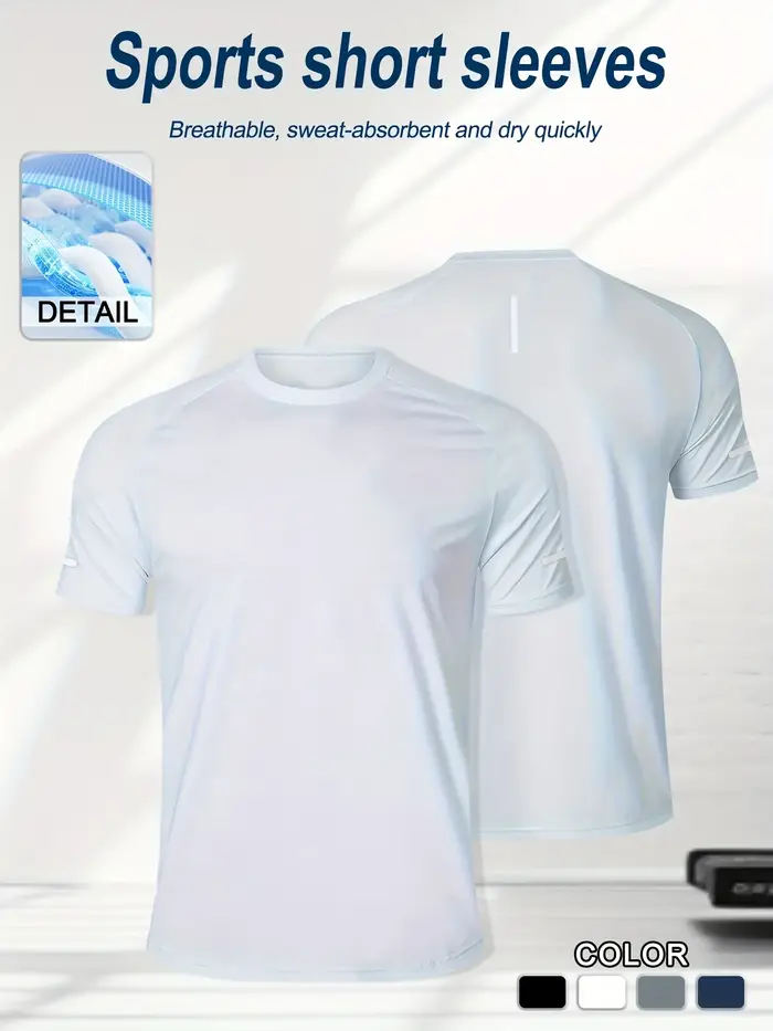Vêtements de Fitness, T-shirt de sport à manches courtes en soie glacée pour hommes