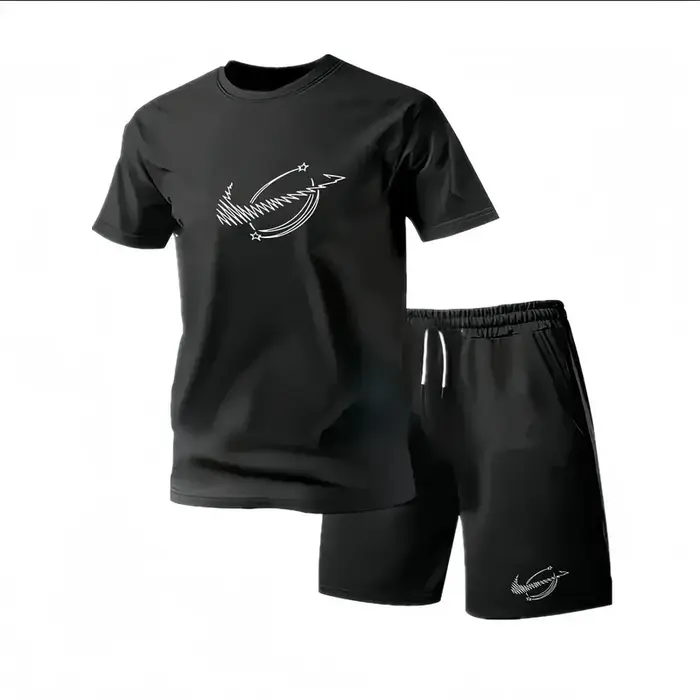Nouvel ensemble de vêtements de sport d'été pour hommes, t-shirt à manches courtes et short, deux pièces, respirant et à séchage rapide, vêtements décontractés.