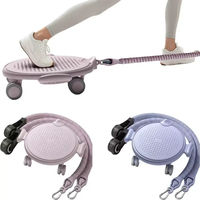 Plateau de glisse Pilates à conception silencieuse avec bande de résistance, grande capacité de charge, disque de glisse abdominal antidérapant, roue universelle