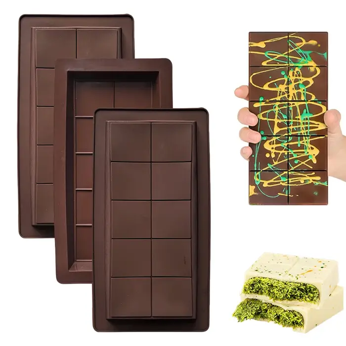 Moule en Silicone pour barre énergétique au chocolat, 10 grilles, page complète), en forme de gâteau, Pudding, Biscuit, décoration de gâteau, ustensiles de cuisson, 1 pièce