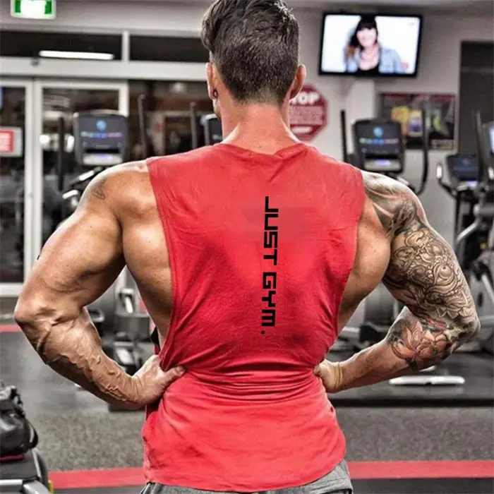 T-shirt sans manches pour homme, vêtement de marque Just Gym, Fitness, coupe sur les côtés, emmanchures tombantes, hauts de musculation et d'entraînement