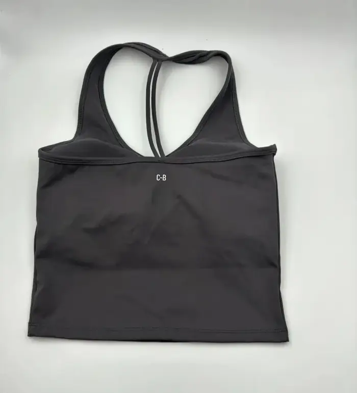 C-B Débardeur de yoga dos nu effet seconde peau pour femme / Short taille haute effet push-up, doux pour la peau, pour la gym, le Pilates et l'entraînement