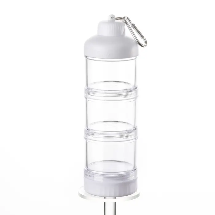 Boîte distributrice de protéines en poudre, boîte à lait en poudre avec entonnoir, porte-clés, conte