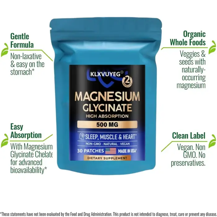 Glycinate de magnésium 500 mg - Complément avec Vitamine D3 et B6 - Chélaté - Favorise un sommeil réparateur