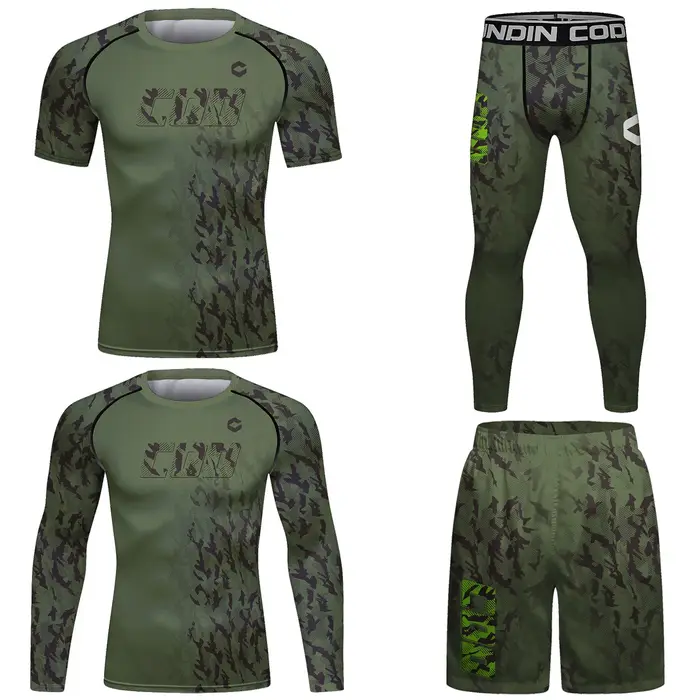 Vêtements de boxe ensemble ajusté MMA Rashguards Kits hommes Bjj combat couche de Base Leggings T-shirt Bjj Blouses