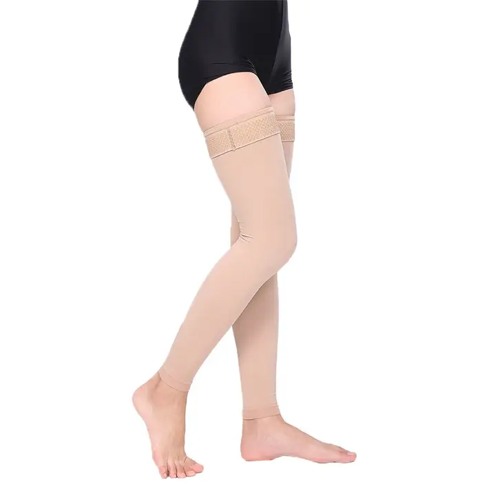 Chaussettes de compression unisexe grande taille niveau 2 (23-32 mmHg) montantes jusqu'aux cuisses pour le soulagement