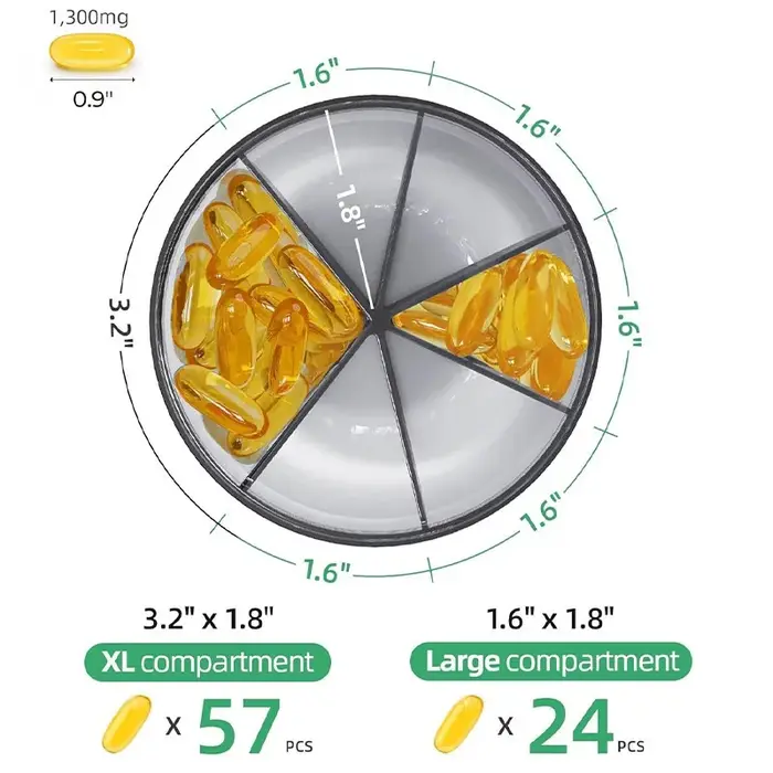 Boîte de rangement portable à 7 compartiments pour compléments vitaminiques