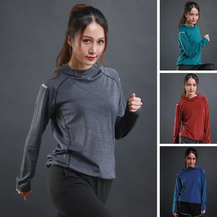 T-shirt de fitness à manches longues pour femme