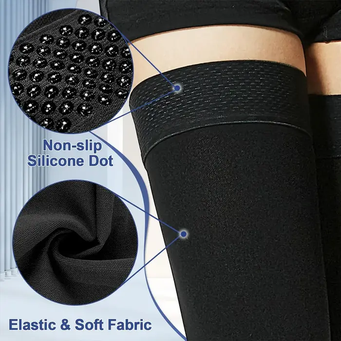 Chaussettes de compression unisexe grande taille niveau 2 (23-32 mmHg) montantes jusqu'aux cuisses pour le soulagement
