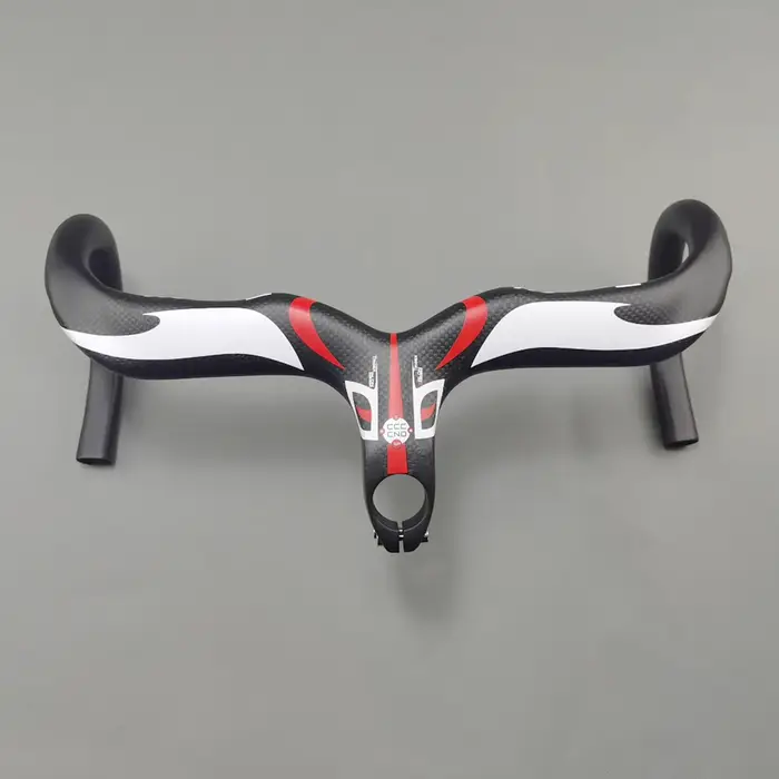 Guidon de vélo en carbone guidon intégré barres de poignée de vélo de route 3k mat ultraléger en Fib