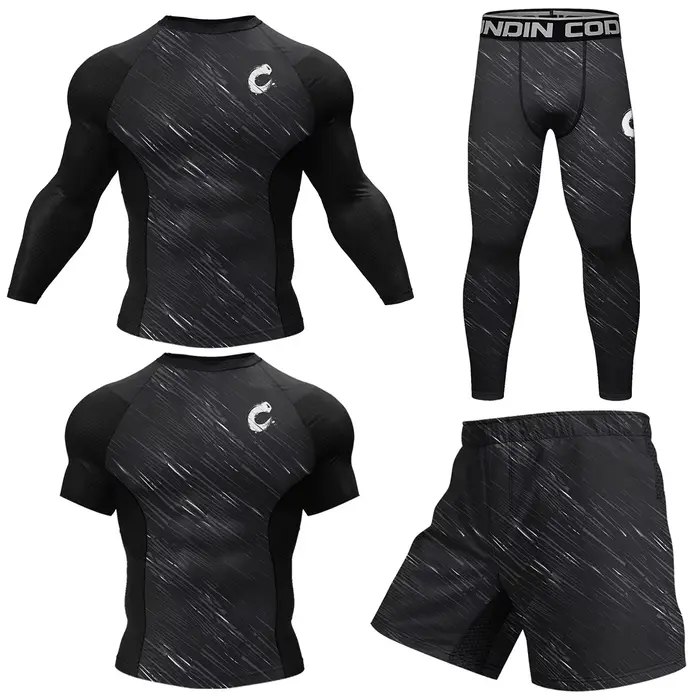 Vêtements de sport MMA Rashguard T-shirt + short pantalon 4 pièces/ensemble Muay Thai costume Bjj Kickboxing