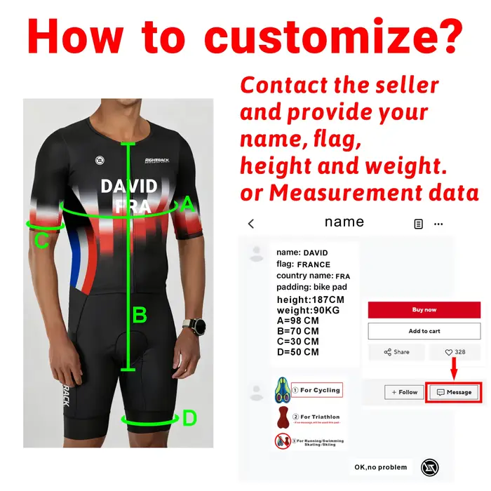 Impression sur demande Trisuit personnalisé Triathlon combinaison vêtements