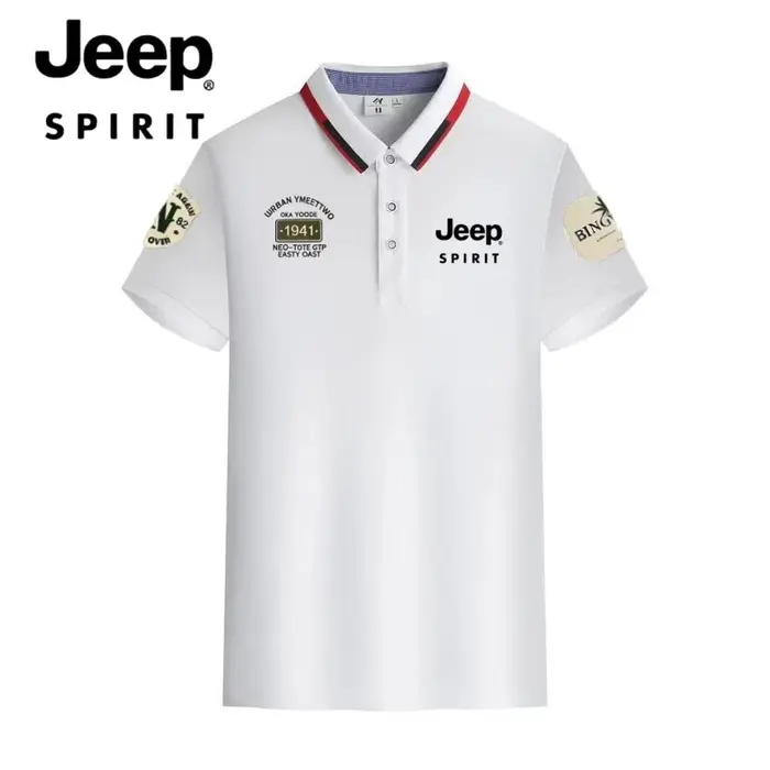 Polo décontracté d'été pour homme Jeep Spirit - T-shirt d'affaires à manches courtes et col revers pour l'été - Grande