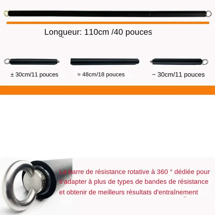 Barre d'entraînement s'adapte à toutes les bandes de résistance avec clip