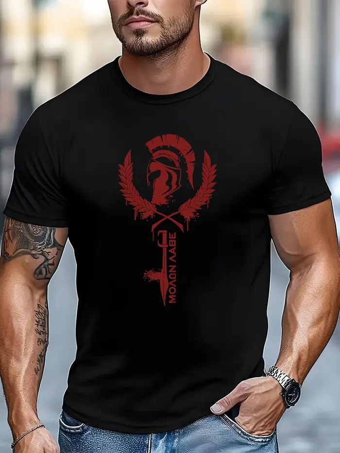 T-shirt décontracté pour homme avec imprimé Spartan Spirit et guerrier spartiate