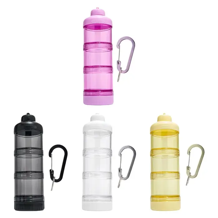 Conteneur de poudre de protéines pratique avec mousqueton