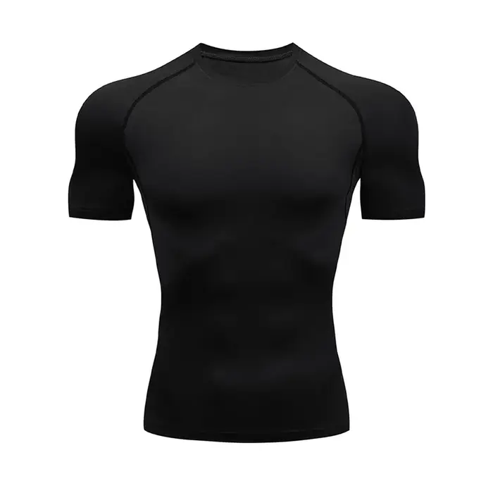 T-shirt serré de sport de musculation pour hommes T-shirt d'été à Compression col rond Gym Fitness T