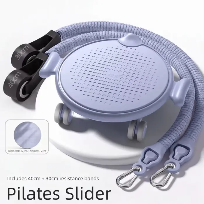 Plateau de glisse Pilates à conception silencieuse avec bande de résistance, grande capacité de charge, disque de glisse abdominal antidérapant, roue universelle