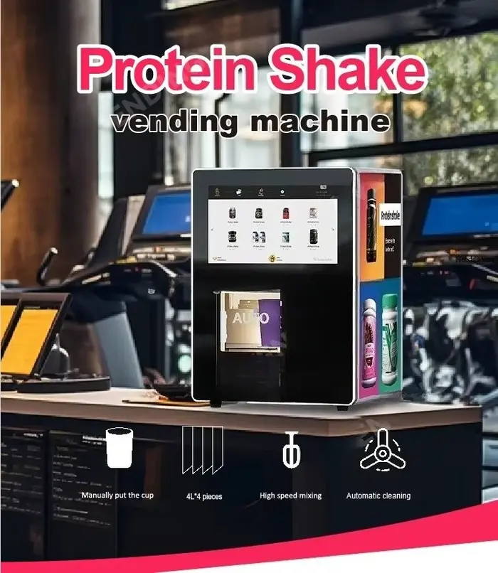 Distributeur automatique de shakes protéinés, équipement commercial professionnel pour la distribution précise de poudre de protéines