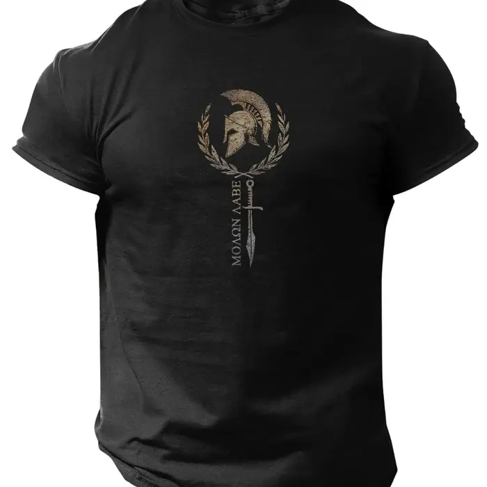 Haut à manches courtes pour homme avec un motif esprit spartiate pour le printemps et l'été, au styl
