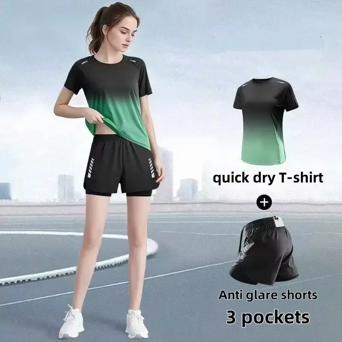 Ensemble de vêtements de sport pour femmes, shorts de course, T-shirt, vêtements de yoga, vêtements