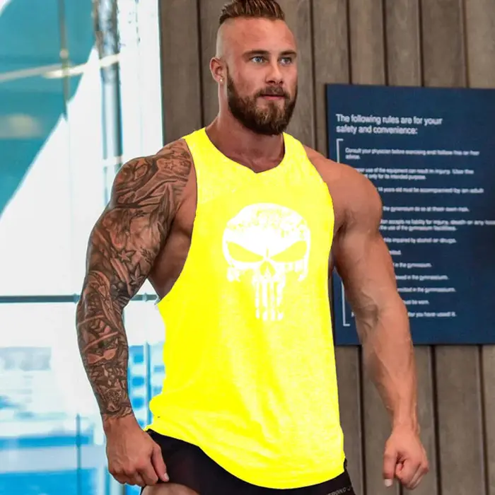 Vêtements de marque de gymnastique musculation Fitness débardeurs de course pour hommes entraînement gilet imprimé