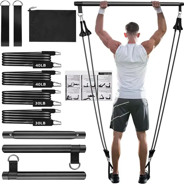 Kit de barre de Pilates avec bandes de résistance réglables