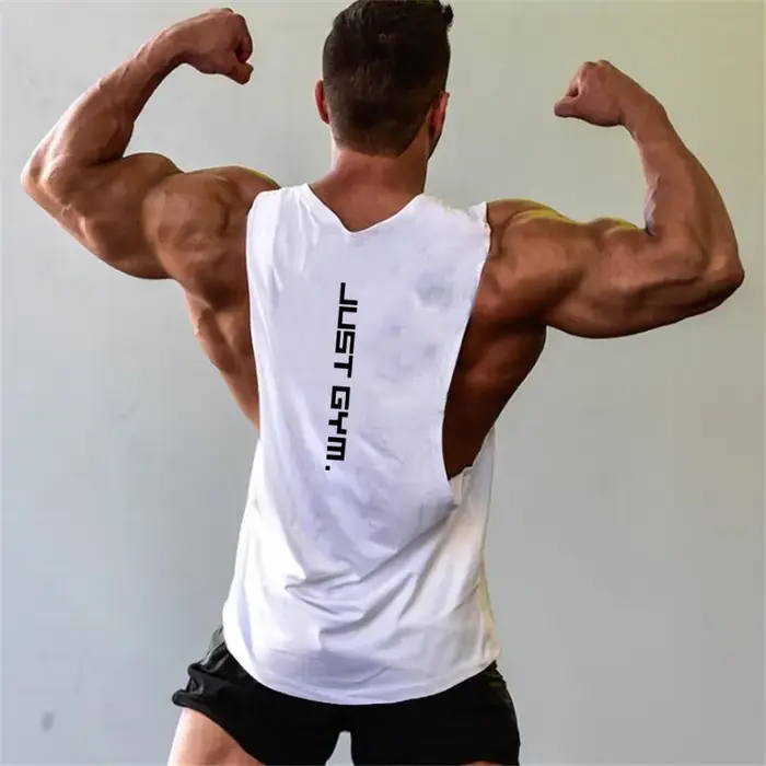 T-shirt sans manches pour homme, vêtement de marque Just Gym, Fitness, coupe sur les côtés, emmanchures tombantes, hauts de musculation et d'entraînement