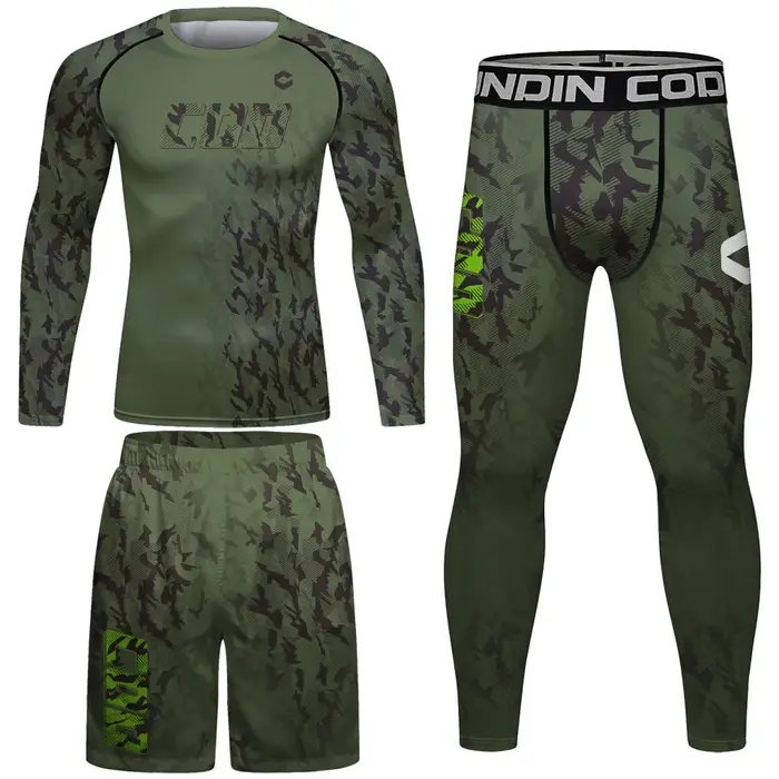 Vêtements de boxe ensemble ajusté MMA Rashguards Kits hommes Bjj combat couche de Base Leggings T-shirt Bjj Blouses