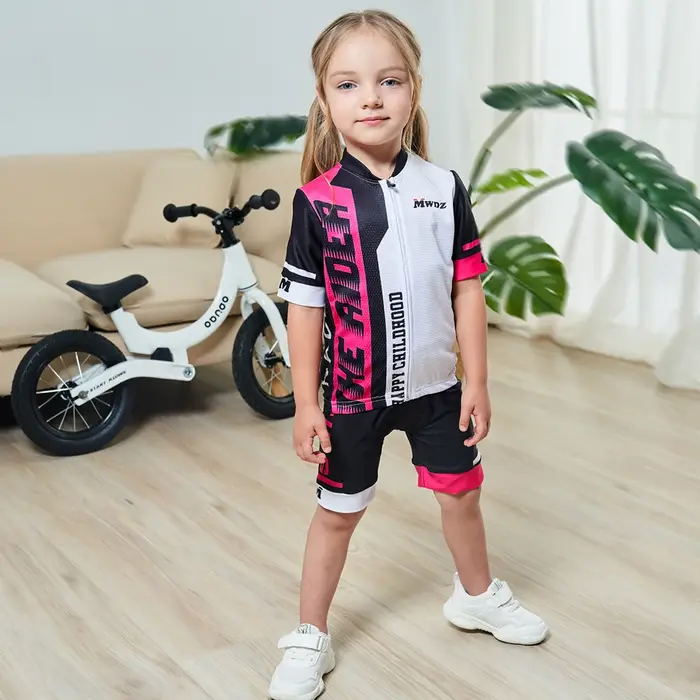 Ensemble de maillot de cyclisme pour filles, vêtements de sport à manches courtes, imprimés de dessi