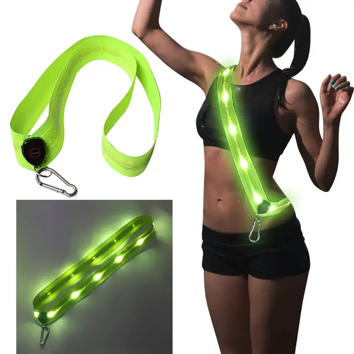 LED ceinture de course réfléchissante Rechargeable cyclisme LED bretelles sécurité nocturne randonnée en plein air Jogging marche équipement léger