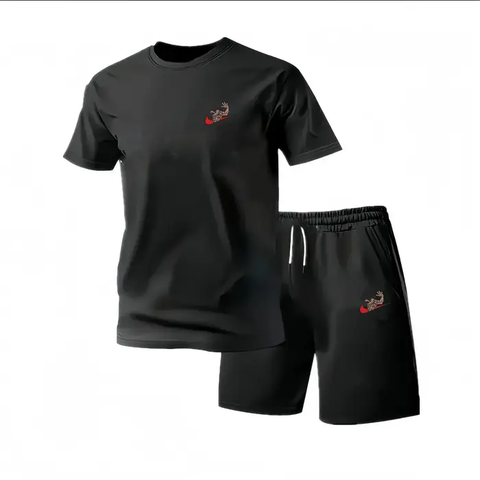 Nouvel ensemble de sport d'été pour homme : survêtement deux pièces tendance, idéal pour le fitness, la course et les loisirs, séchage rapide, manches courtes et short