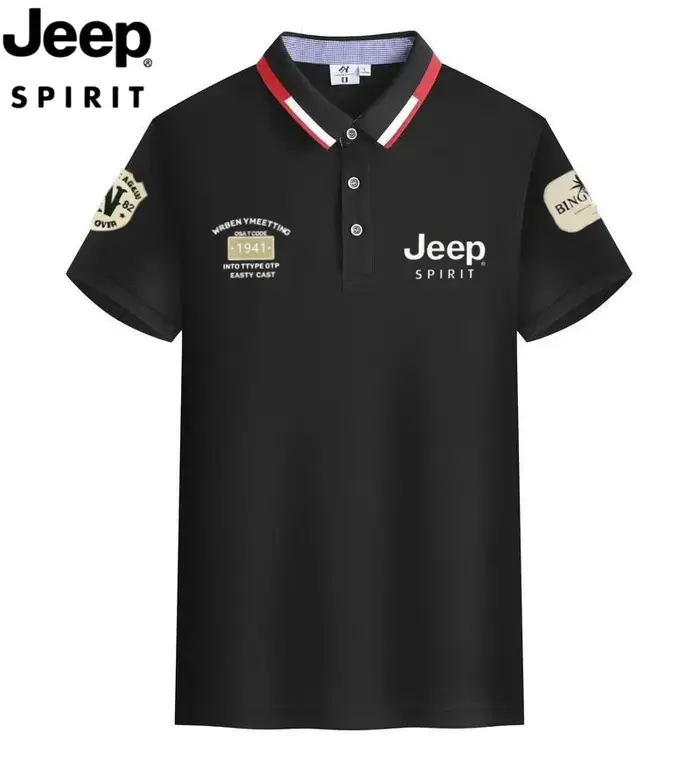Polo décontracté d'été pour homme Jeep Spirit - T-shirt d'affaires à manches courtes et col revers p