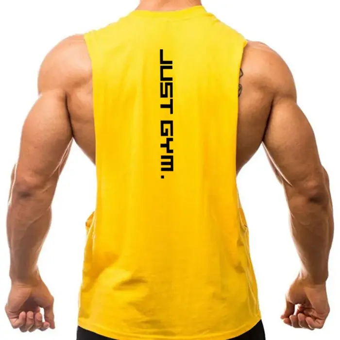 T-shirt sans manches pour homme, vêtement de marque Just Gym, Fitness, coupe sur les côtés, emmanchures tombantes, hauts de musculation et d'entraînement