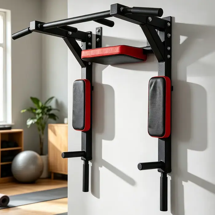 Barre de traction murale multifonctionnelle avec œillets, station de dips, capacité 200 kg, pour accessoires de gym