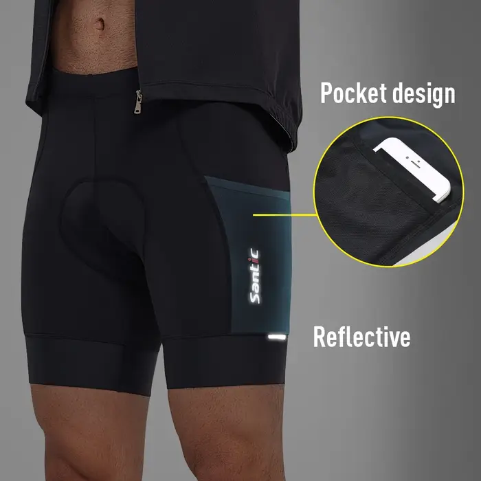 Santic short de cyclisme homme 4D rembourré short de vélo vtt short d'équitation vêtements de vélo a