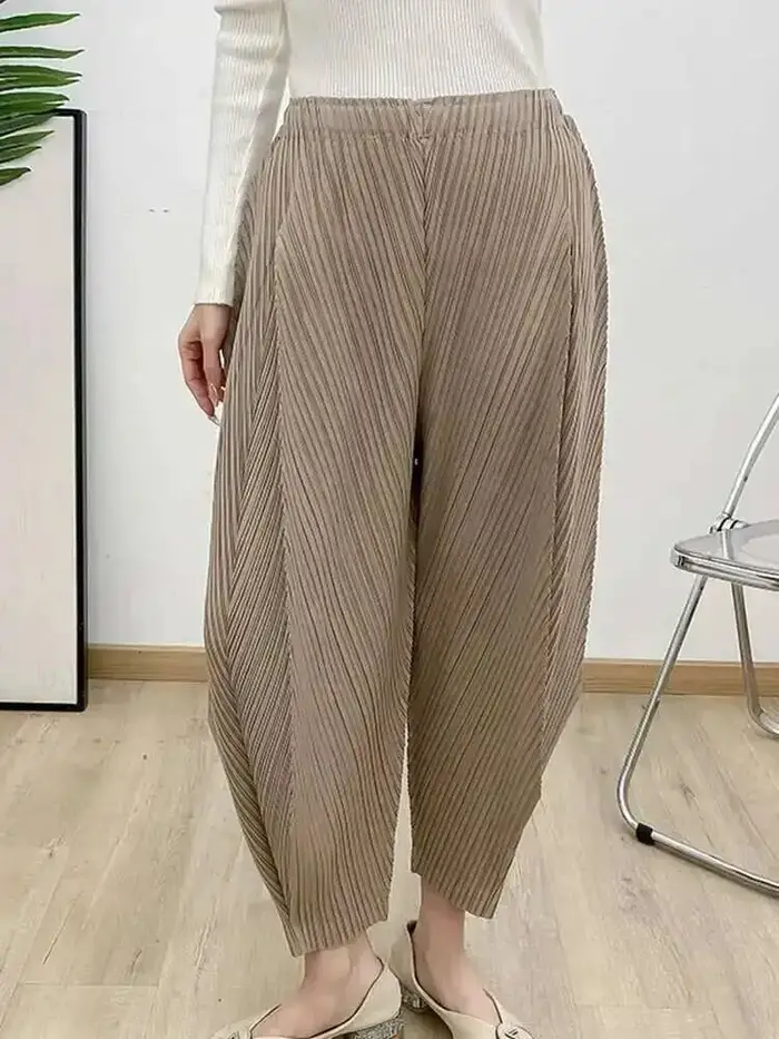 Pantalon sarouel plissé pour femme