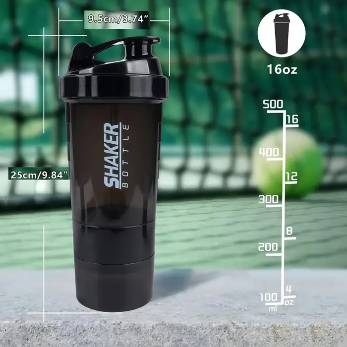 3 couches Shaker bouteille de protéines poudre Shake Cup