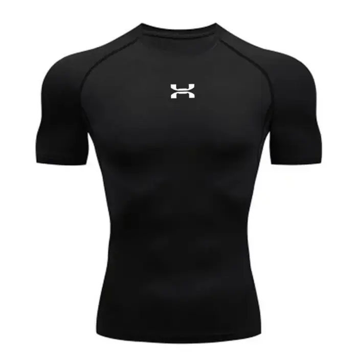 Vêtements de fitness, sweat-shirt de compression d'été à manches courtes pour hommes, haut de course