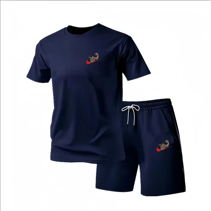 Nouvel ensemble de sport d'été pour homme : survêtement deux pièces tendance, idéal pour le fitness, la course et les loisirs, séchage rapide, manches courtes et short