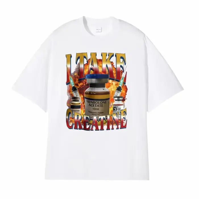 T-shirt de gym humoristique « I Take Creatine » – Meme « Steroid Out of Pocket » – T-shirts décontractés à manches
