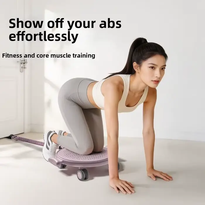 Plateau de glisse Pilates à conception silencieuse avec bande de résistance, grande capacité de charge, disque de glisse abdominal antidérapant, roue universelle