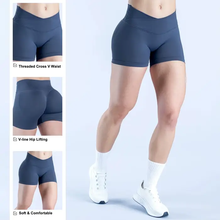 Short de sport WAREBALL pour femme, sans couture, avec taille croisée, pour fitness, entraînement, c