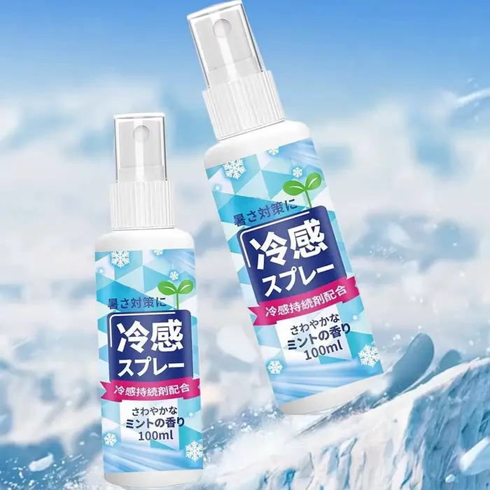 Spray Rafraîchissant Portable 100ml Effet Glacé pour Vêtements et Entraînement – Hydratation Longue Durée Visage & Corps – Flacon