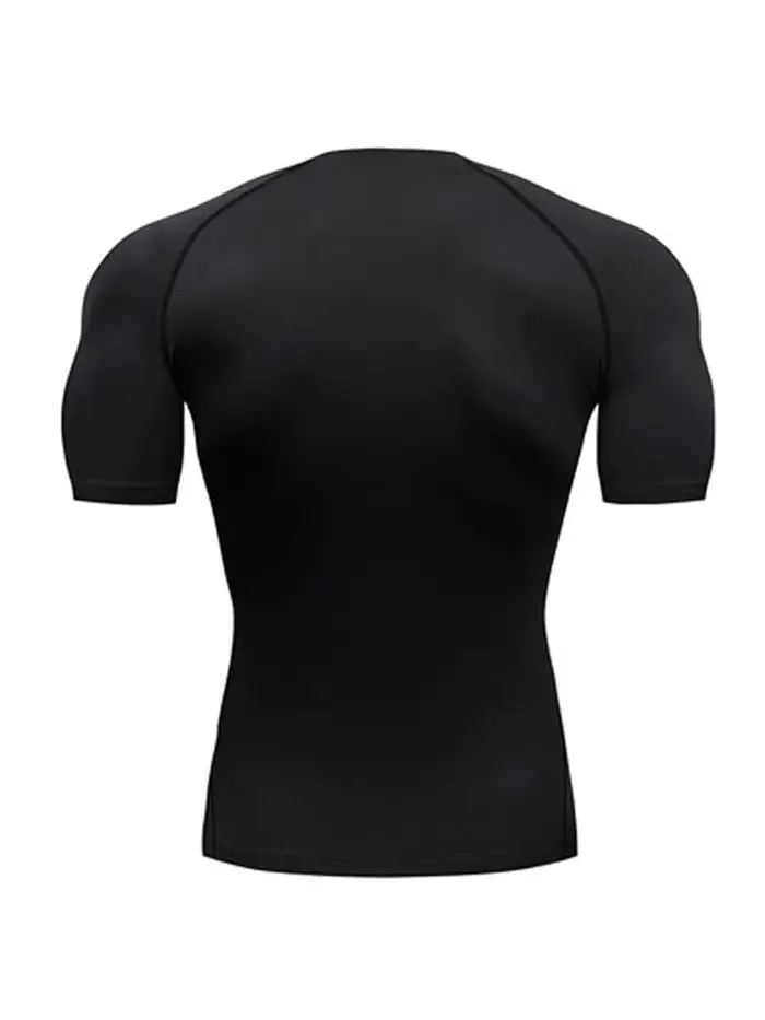 T-shirt serré de sport de musculation pour hommes T-shirt d'été à Compression col rond Gym Fitness T