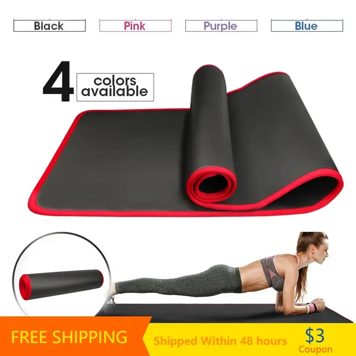 YECOKISO 10MM Extra épais 183cmX61cm tapis de Yoga NRB tapis d'exercice antidérapant Fitness sans go