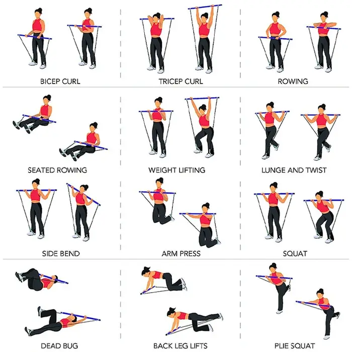 Barre de Pilates multifonctionnelle avec corde de tension d'expansion thoracique de yoga