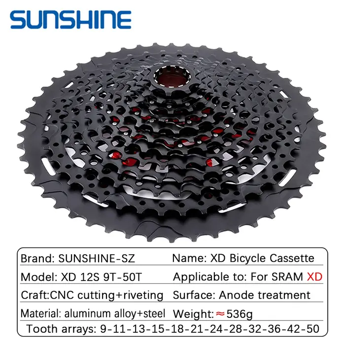 Stalshine-Pignon VTT ultraléger pour S233, cassette XD, K7, 12 vitesses, 50T, 12V