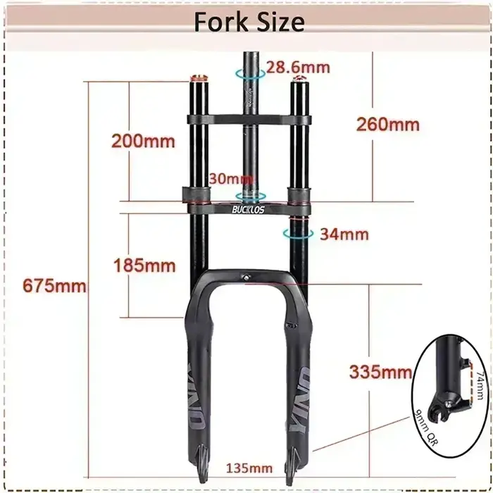 BUCKLOS – fourche avant à Suspension simple ou Double pour vélo Fat Bike, 20x4.0mm, frein à disque 9