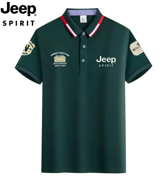 Polo décontracté d'été pour homme Jeep Spirit - T-shirt d'affaires à manches courtes et col revers pour l'été - Grande